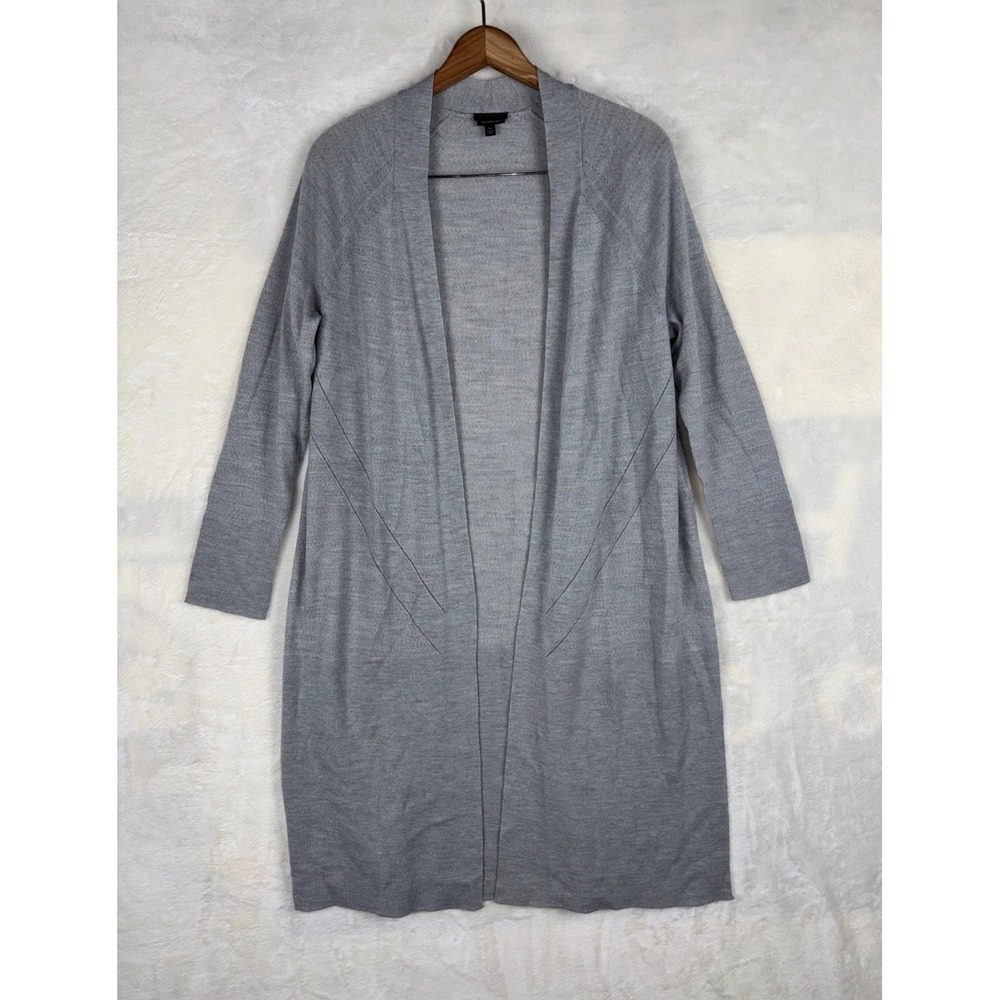 Talbots Petites Gray Pure Merino Wool Long Cardigan/Duster Sweater Large (LP) - Picture 2 of 15